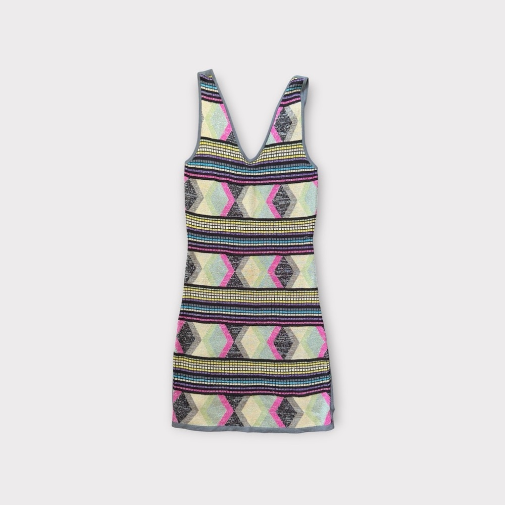 • Custo Barcelona Multicolor Knit Geometric Mini Dress 1